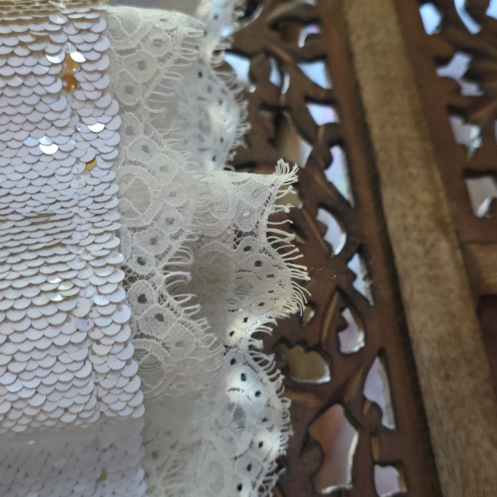 Free People White Gold Sparkle Sequin Mini Dress Size Medium - Picture 5 of 8